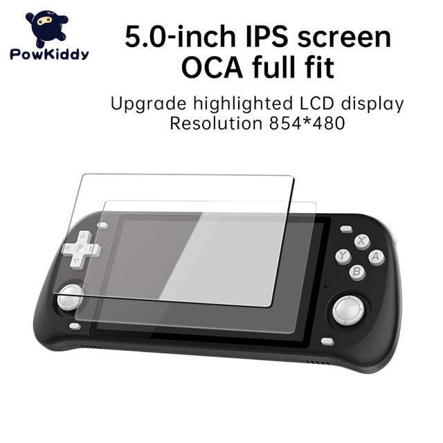 Novo powkiddy max 2 5.0 polegada retro jogador de jogos handheld tela ips  rom 64gb 128g jogo para psp crianças console de jogo - AliExpress